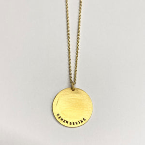 'Remembering' by Ashley Campbell - Gold Plated Diamond Dusted Coin Pendant Necklace