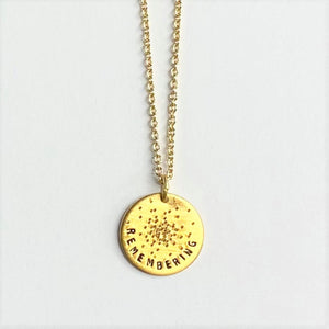 'Remembering' by Ashley Campbell - Gold Plated Diamond Dusted Mini Coin Pendant Necklace