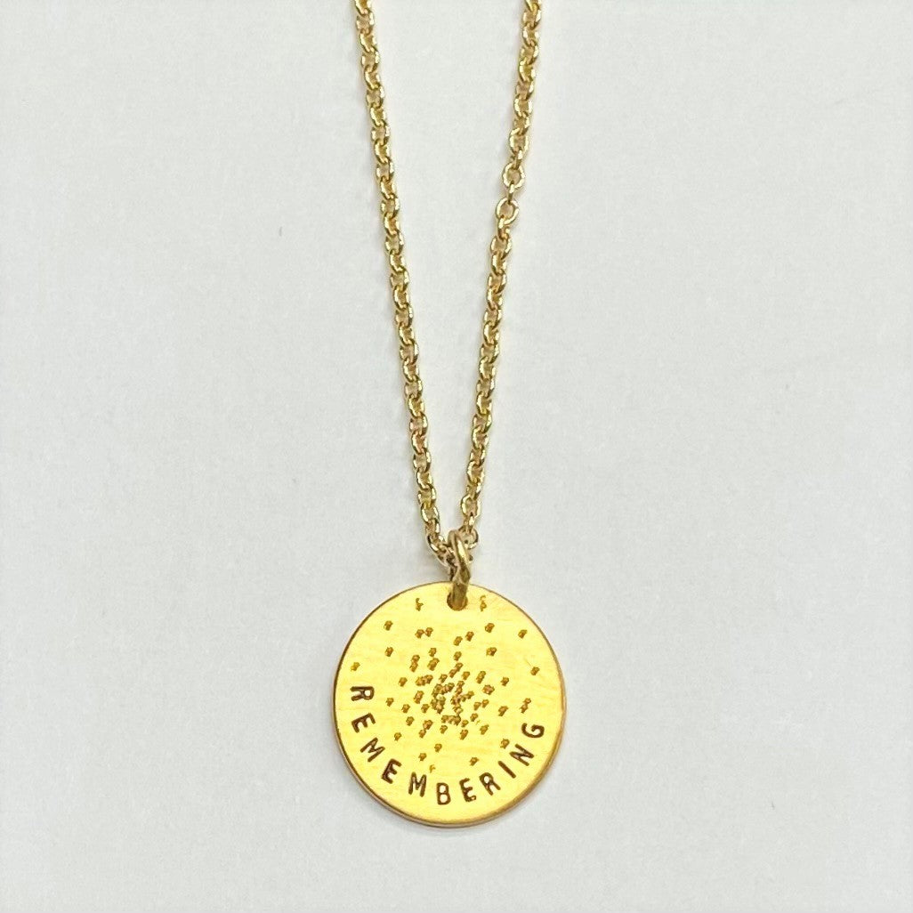 'Remembering' by Ashley Campbell - Gold Plated Diamond Dusted Mini Coin Pendant Necklace